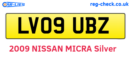 LV09UBZ are the vehicle registration plates.