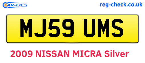 MJ59UMS are the vehicle registration plates.