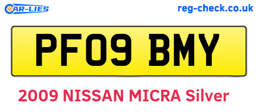 PF09BMY are the vehicle registration plates.