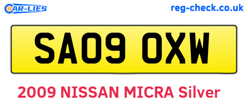 SA09OXW are the vehicle registration plates.