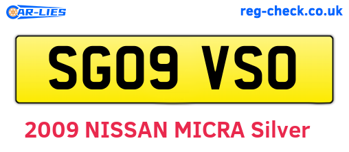 SG09VSO are the vehicle registration plates.