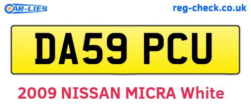DA59PCU are the vehicle registration plates.