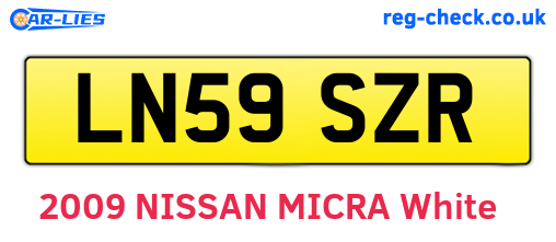 LN59SZR are the vehicle registration plates.