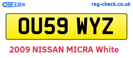OU59WYZ are the vehicle registration plates.