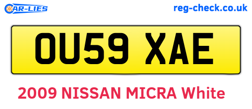 OU59XAE are the vehicle registration plates.
