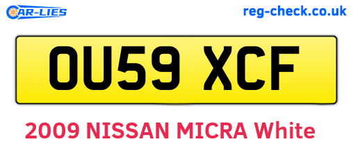 OU59XCF are the vehicle registration plates.