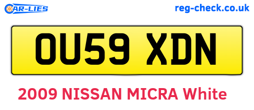 OU59XDN are the vehicle registration plates.