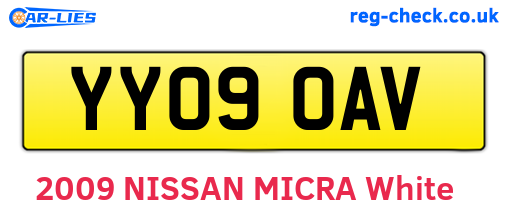 YY09OAV are the vehicle registration plates.