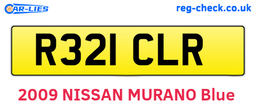 R321CLR are the vehicle registration plates.