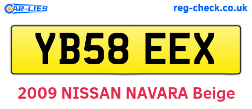 YB58EEX are the vehicle registration plates.