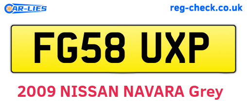 FG58UXP are the vehicle registration plates.