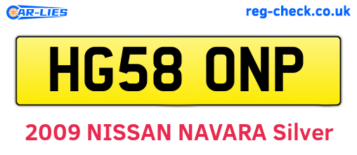 HG58ONP are the vehicle registration plates.