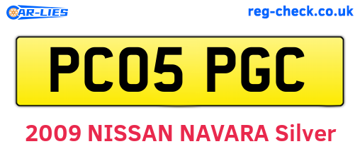 PC05PGC are the vehicle registration plates.