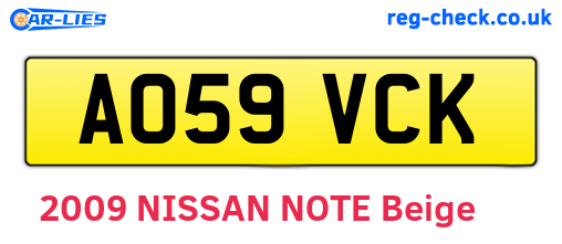 AO59VCK are the vehicle registration plates.