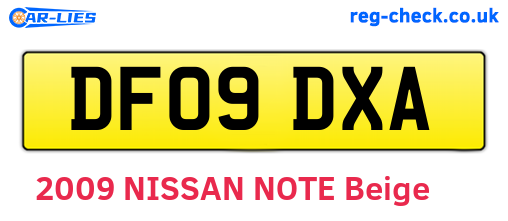 DF09DXA are the vehicle registration plates.