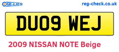 DU09WEJ are the vehicle registration plates.