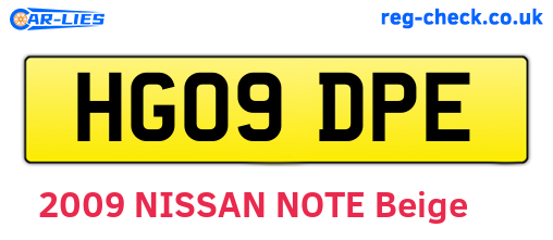 HG09DPE are the vehicle registration plates.