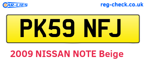 PK59NFJ are the vehicle registration plates.