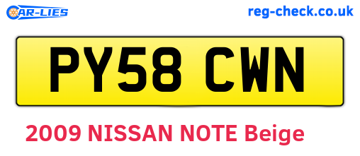 PY58CWN are the vehicle registration plates.