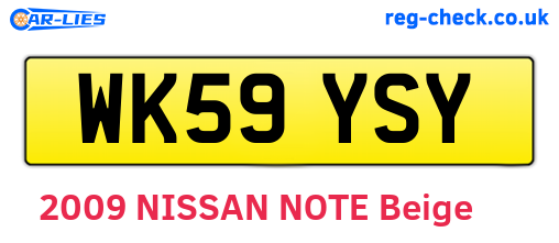 WK59YSY are the vehicle registration plates.