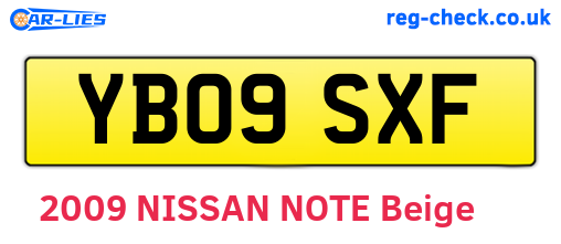 YB09SXF are the vehicle registration plates.