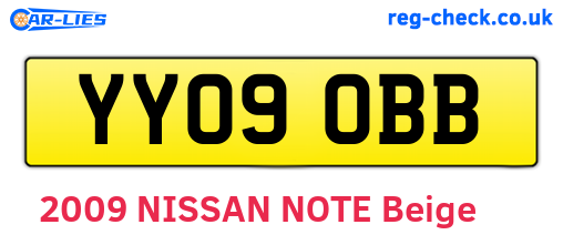 YY09OBB are the vehicle registration plates.
