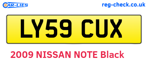 LY59CUX are the vehicle registration plates.