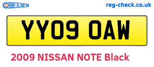 YY09OAW are the vehicle registration plates.
