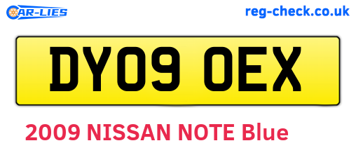 DY09OEX are the vehicle registration plates.