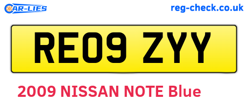 RE09ZYY are the vehicle registration plates.