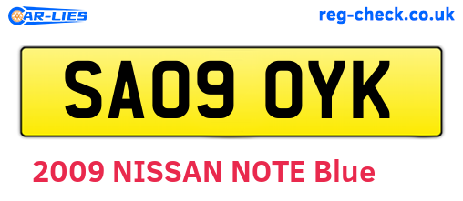SA09OYK are the vehicle registration plates.
