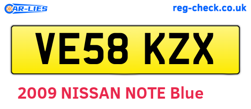 VE58KZX are the vehicle registration plates.