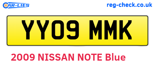 YY09MMK are the vehicle registration plates.