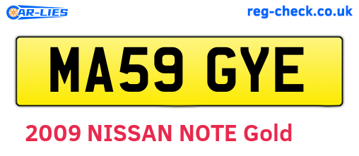 MA59GYE are the vehicle registration plates.