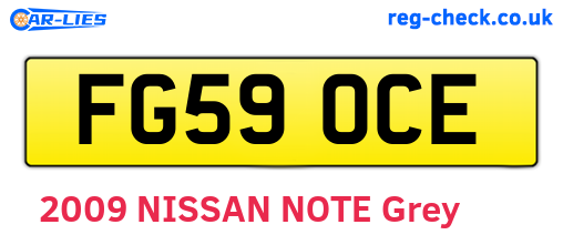FG59OCE are the vehicle registration plates.