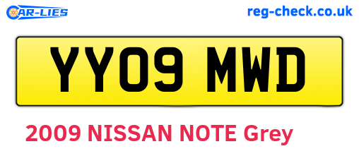 YY09MWD are the vehicle registration plates.