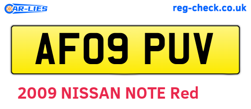 AF09PUV are the vehicle registration plates.