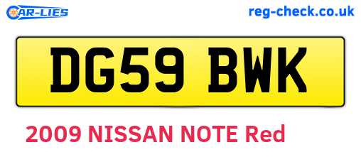 DG59BWK are the vehicle registration plates.