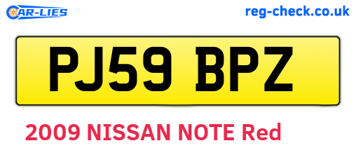PJ59BPZ are the vehicle registration plates.