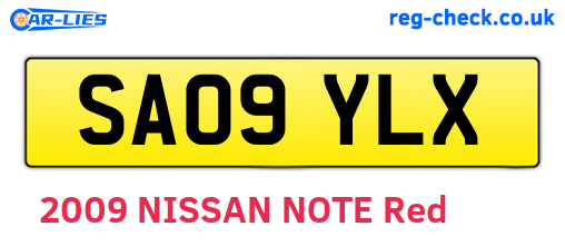 SA09YLX are the vehicle registration plates.