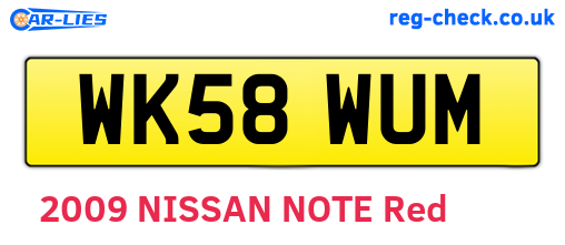 WK58WUM are the vehicle registration plates.