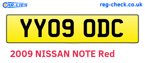 YY09ODC are the vehicle registration plates.