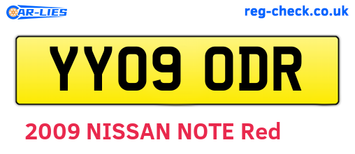YY09ODR are the vehicle registration plates.