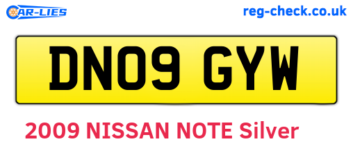 DN09GYW are the vehicle registration plates.