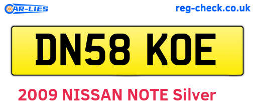 DN58KOE are the vehicle registration plates.