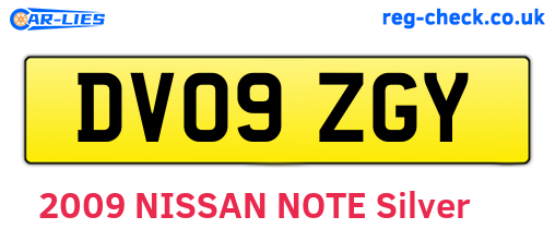 DV09ZGY are the vehicle registration plates.