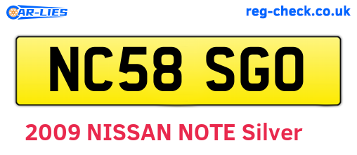 NC58SGO are the vehicle registration plates.