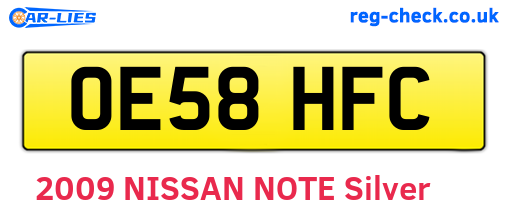 OE58HFC are the vehicle registration plates.