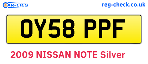 OY58PPF are the vehicle registration plates.
