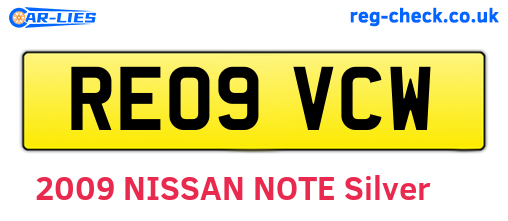 RE09VCW are the vehicle registration plates.
